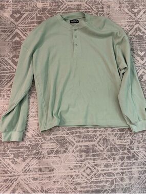 Daily Drills Mint Green Oversized Ribbed Henley